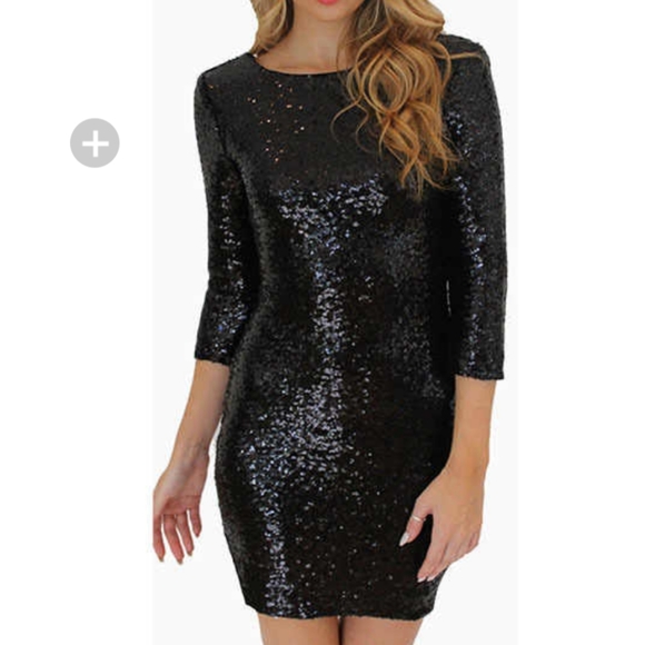 LADY DUTCH HIGH SOCIETY black sequin dress S XS - Picture 3 of 12